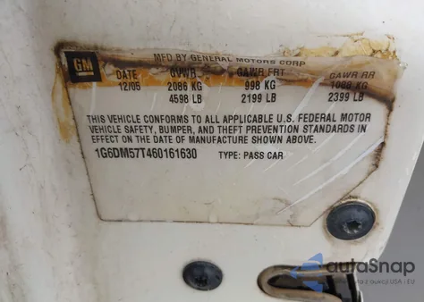 2006 Cadillac Cts Standard z USA, uszkodzony, nr VIN 1G6DM57T460161630